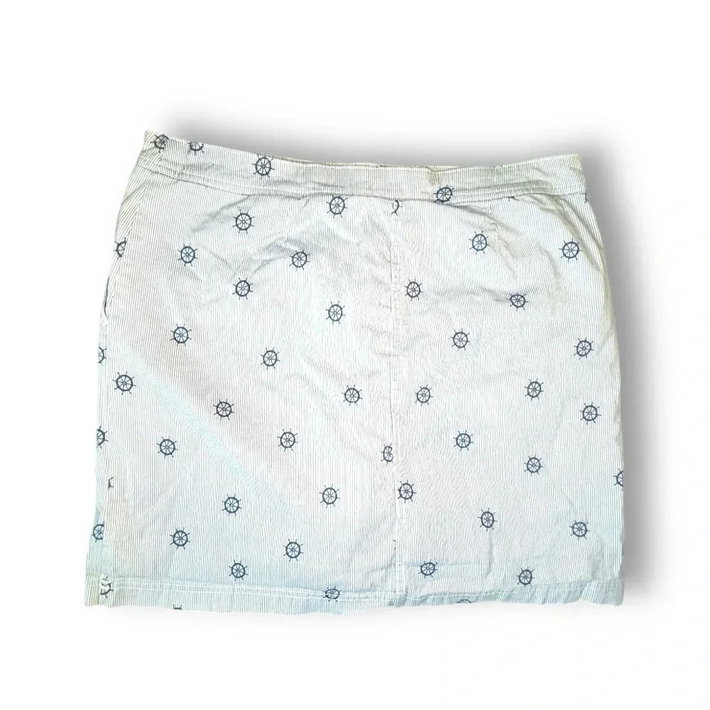 Karen Scott Women’s Nautical Print Skort, Size 10, Blue and White Striped